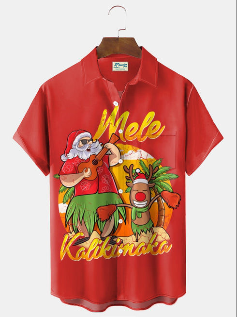 Men's Christmas Funny Graphic Short Sleeve Hawaiian Shirt